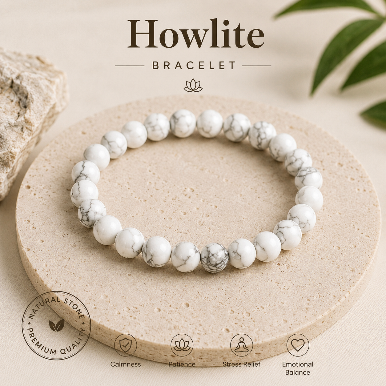Natural Howlite Bracelet Natural Howlite Bracelet