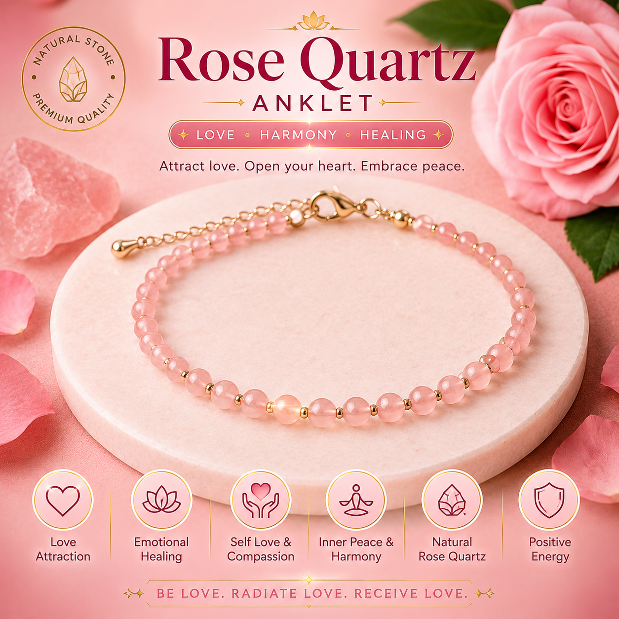 rose quartz anklet rose quartz anklet